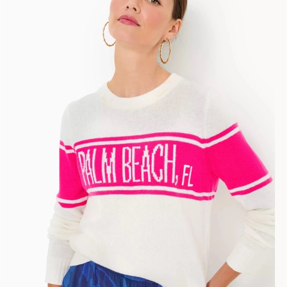 Lilly Pulitzer Kelsa Sweater Size Medium Passion Fruit Pink Palm Beach NWT